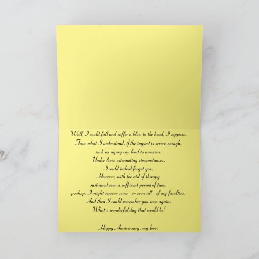 Happy Jubileum kaart - rode roos grappig (Binnen)