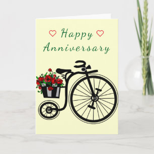 Happy Jubileum Kaart Romantic Flowers Bike