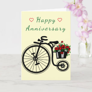 Happy Jubileum Kaart Romantic Flowers Bike