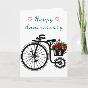 Happy Jubileum Kaart Romantic Flowers Bike Love
