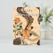 Happy Jubileum Kaart Romantic Giraffe met Roos (Staand voorkant)