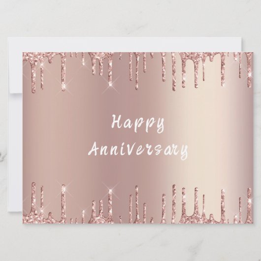 Happy Jubileum Kaart Roos Blush Glitter Drivers (Achterkant)