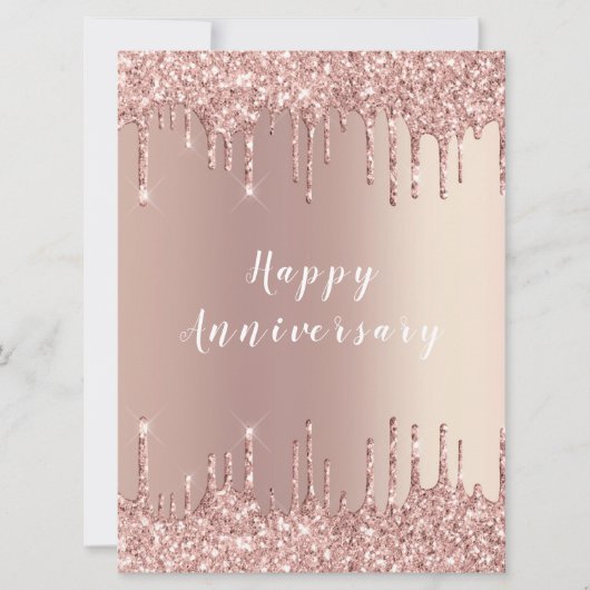 Happy Jubileum Kaart Roos Blush Glitter Drivers (Voorkant)