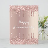 Happy Jubileum Kaart Roos Blush Sparkle Drivers (Staand voorkant)