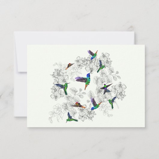 Happy Jubileum Kaart Spring Birds and Flowers (Achterkant)