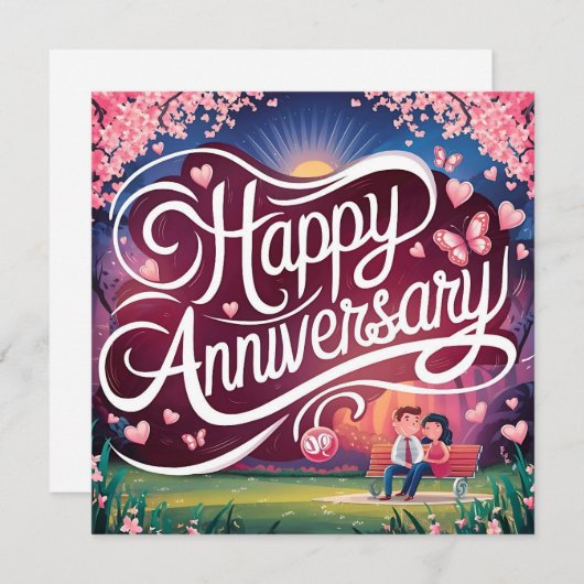 Happy Jubileum Kaarten Elegant (Voorkant / Achterkant)