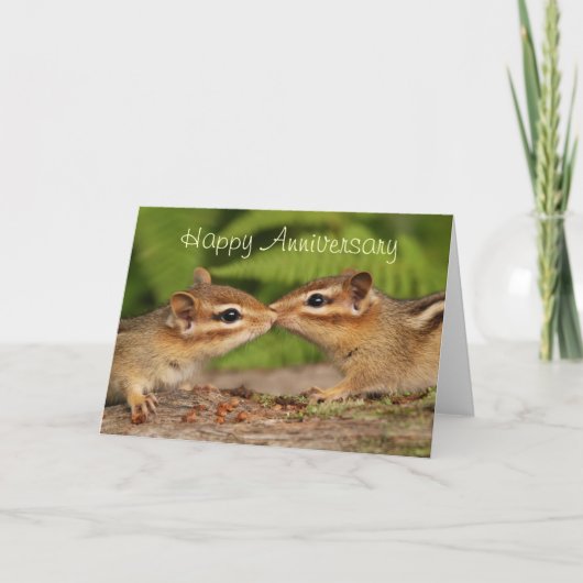 Happy Jubileum Kissing Baby Chipmunks Kaart (Voorkant)
