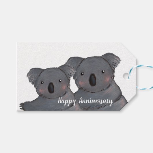 Happy Jubileum koala man & vrouw Cadeaulabel (Voorkant (Horizontaal))