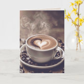 Happy Jubileum koffie met hart Kaart (Gele Bloem)