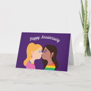 Happy Jubileum Lesbian Couple Romantic Love You Kaart