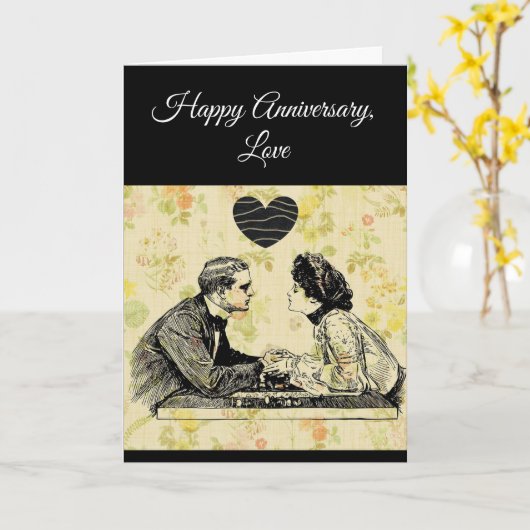 Happy Jubileum Liefde  paar Kaart (Gele Bloem)