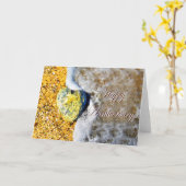 Happy Jubileum, Love Heart Pebble op het strand Kaart (Gele Bloem)