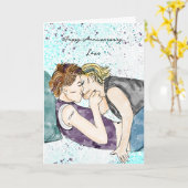 Happy Jubileum Love | Lesbische kus Kaart (Gele Bloem)