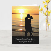 Happy Jubileum Love, Ocean Sunset, Silhouetten Kaart (Gele Bloem)
