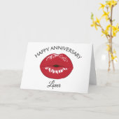 Happy Jubileum Lover Red Lips Kiss Kaart (Gele Bloem)