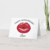 Happy Jubileum Lover Red Lips Kiss Kaart (Voorkant)