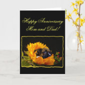Happy Jubileum mama en papa Boxer Wenskaart Kaart (Gele Bloem)