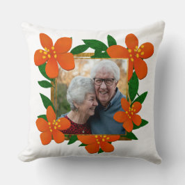 Happy Jubileum mama en papa Oranje rode bloem Kussen