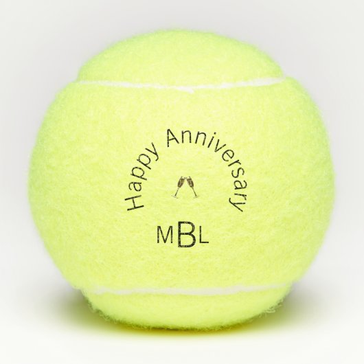 Happy Jubileum Monogram Champagne Penn Tennisballen (Voorkant)