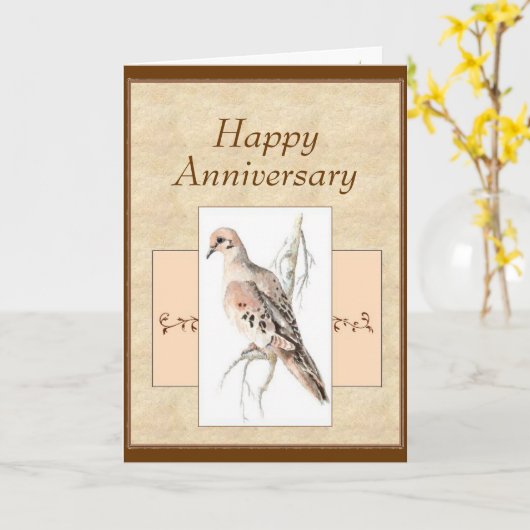 Happy Jubileum Mourning Dove Kaart (Gele Bloem)