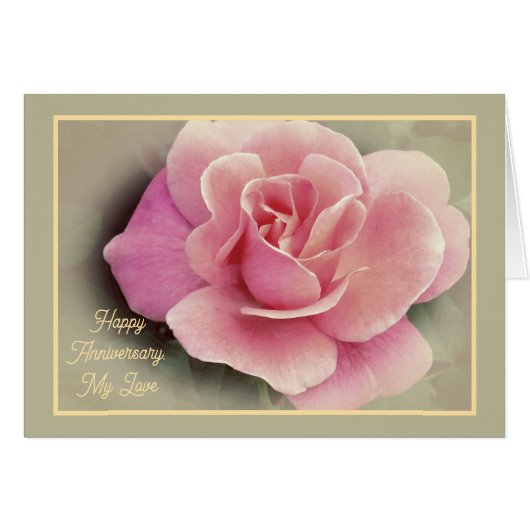 Happy Jubileum, My Love / Pink Rose (Voorkant Horizontaal)