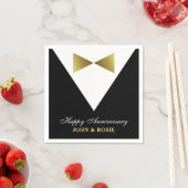 Happy Jubileum Napkins | Zwart en goud Tuxedo Servet (Insitu)