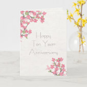 Happy Jubileum obriety 10 jaar roze bloemen Kaart (Gele Bloem)