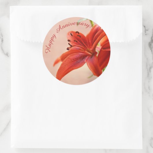Happy Jubileum Oranje Tiger Lily Foto Ronde Sticker (Tas)