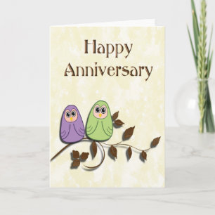 Happy Jubileum Paar of Cute Owls Card Kaart