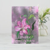 Happy Jubileum - Paars roze Lily Flower (Staand voorkant)