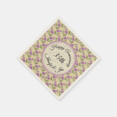 Happy Jubileum Paarse Violet op Bleek geel Servet (Hoek)