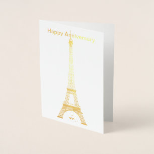 Happy Jubileum Paris Eiffel Tower Foil-kaart Folie Kaarten