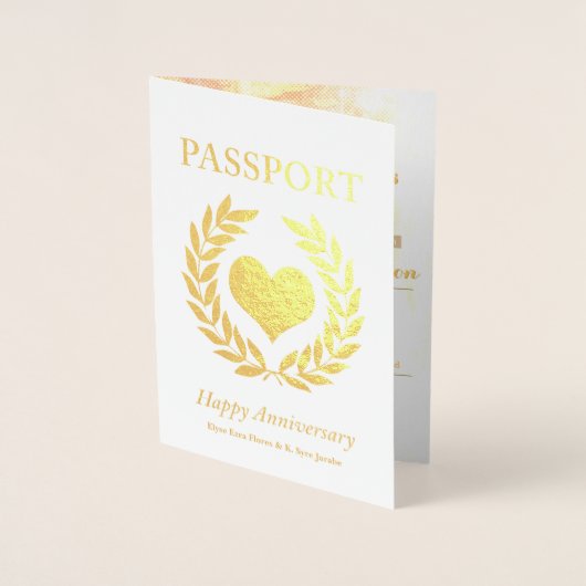 Happy Jubileum Party Gold Passport Folie Kaarten (Voorkant)