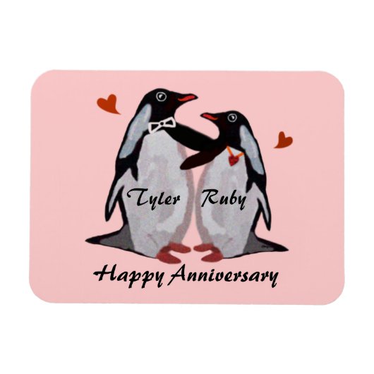 Happy Jubileum Penguin Love Premium Magnet Magneet (Horizontaal)