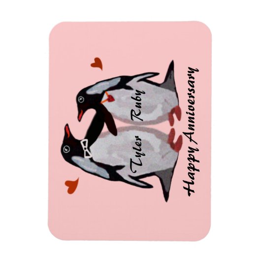Happy Jubileum Penguin Love Premium Magnet Magneet (Verticaal)