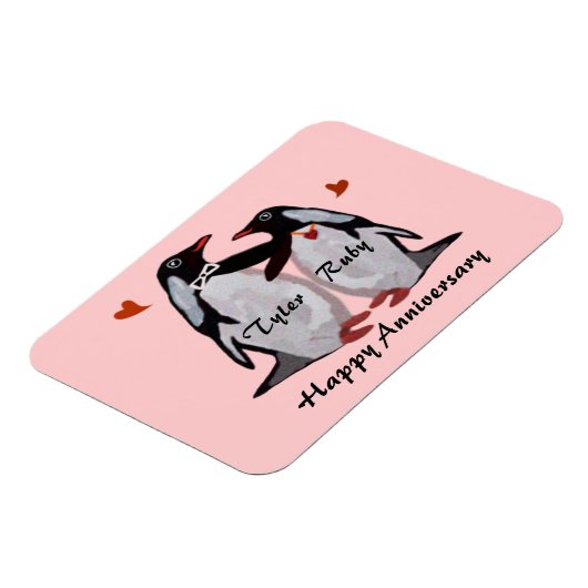 Happy Jubileum Penguin Love Premium Magnet Magneet (Linkerzijde)