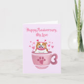 Happy Jubileum Pink Hearts Corgi Kaart (Voorkant)