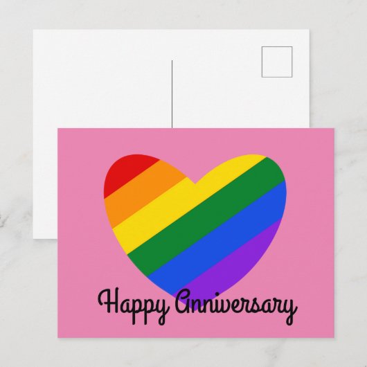 Happy Jubileum Rainbow Heart #1 Briefkaart (Voorkant / Achterkant)