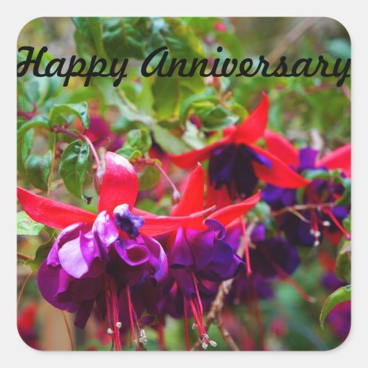 Happy Jubileum Red & Paarse Fuchsia #2 Sticker (Voorkant)