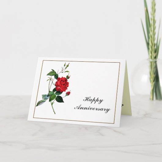 Happy Jubileum Red Rose, Pierre Joseph Redouté Kaart (Voorkant)