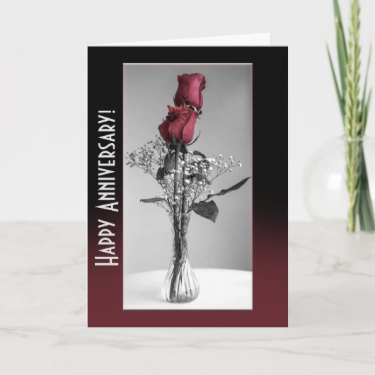 Happy Jubileum Red Roses Monochrome Sjabloon (Voorkant)