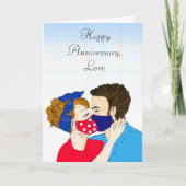 Happy Jubileum retro Couple Kissingmaskers Kaart (Voorkant)