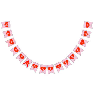 Happy Jubileum Rode harten Roze Bunting Banner