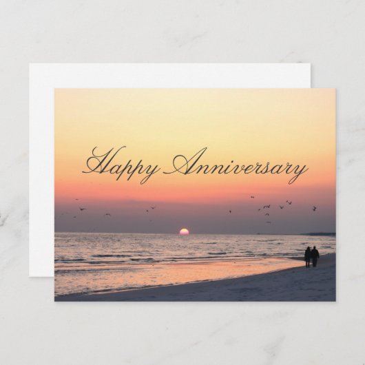 Happy Jubileum - Romantisch paar strand zonsonderg Briefkaart (Voorkant / Achterkant)