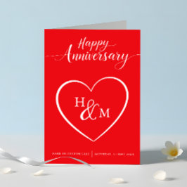 Happy Jubileum rood en wit script Kaart