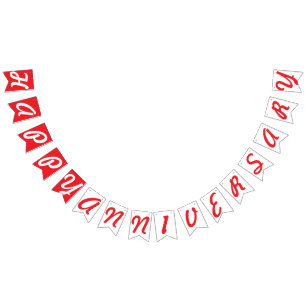 HAPPY JUBILEUM, ROOD + WIT VLAGGETJES