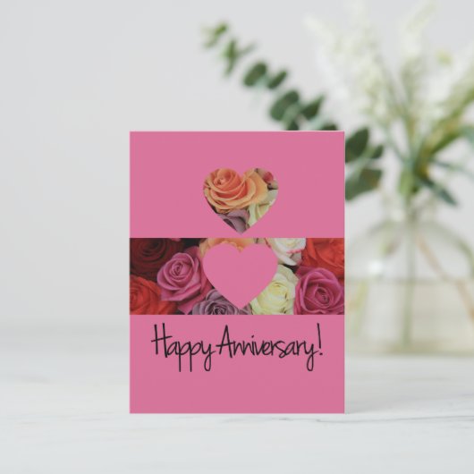 Happy Jubileum rozen Briefkaart (Staand voorkant)