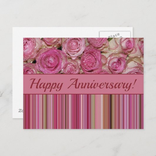 Happy Jubileum rozen Briefkaart (Voorkant / Achterkant)