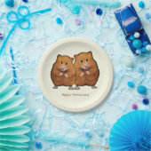 Happy Jubileum, Schattigee hamster paar Papieren Bordje (Feest)