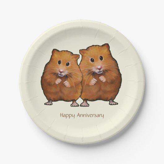 Happy Jubileum, Schattigee hamster paar Papieren Bordje (Voorkant)